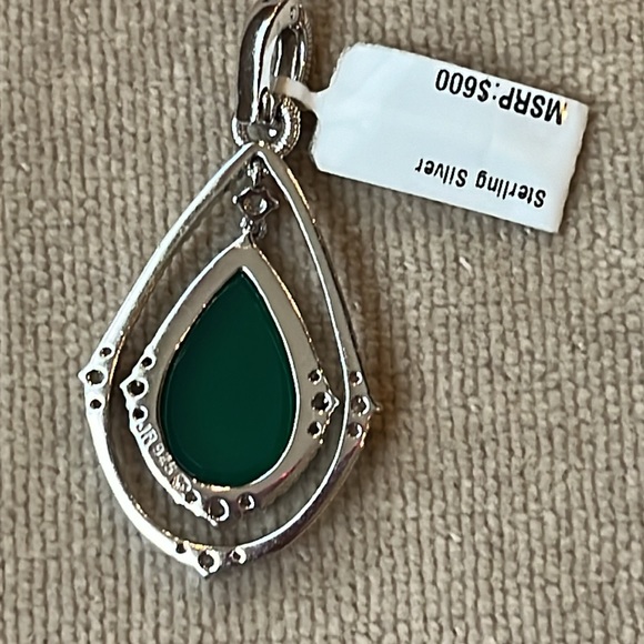 Judith Ripka JR TWO Sterling, Chalcedony & White Saphire Enhancer Pendant NWT - Picture 3 of 10